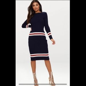 NWT Navy, red & white striped knit skirt // size 2